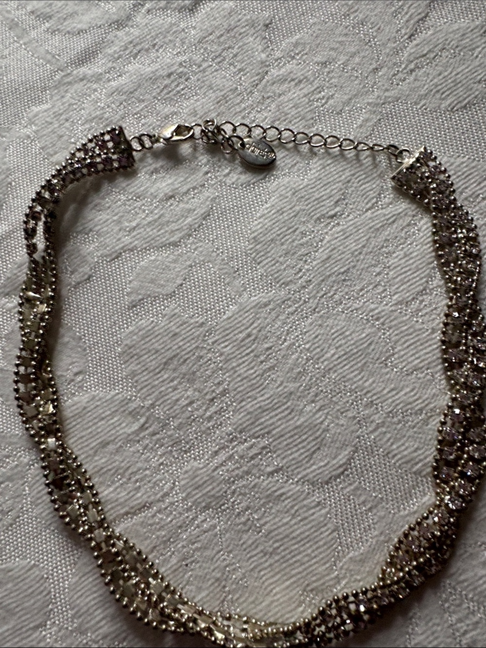Claire's Silver-Tone Twisted Crystal Collar Necklace